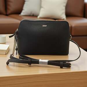 DKNY Bryant Sutton Dome Crossbody Bag Black with Gold Hardware